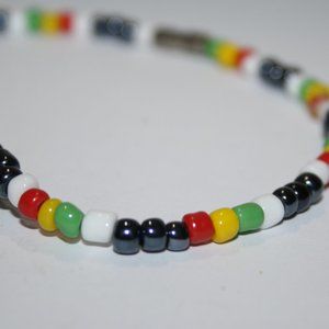 Beautiful 9" Rasta beaded ankle bracelet